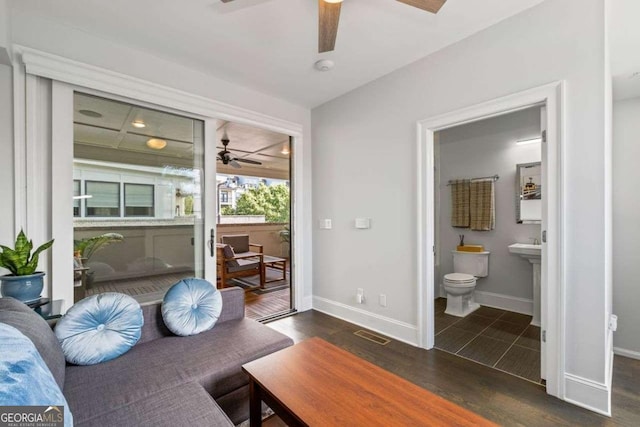 18 Peachtree Ave NE Unit 5, Atlanta, GA 30305 - living room with ceiling fan and wood finished floors