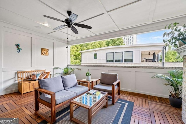 18 Peachtree Ave NE Unit 5, Atlanta, GA 30305 - wooden terrace featuring a ceiling fan and an outdoor hangout area