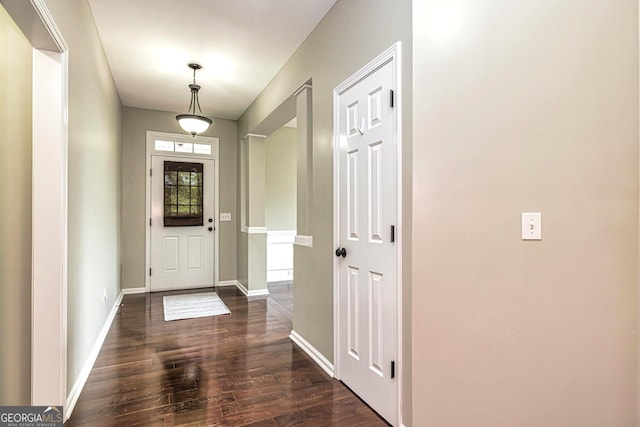 24 Arendt Park Ln, Newnan, GA 30263 - foyer entrance featuring dark wood finished floors and baseboards