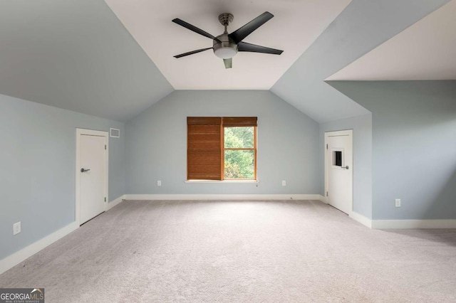 497 Rutherford St, Athens, GA 30606 - additional living space with light carpet, ceiling fan, and lofted ceiling