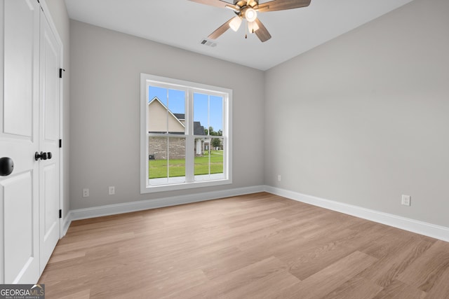 10 Honeysuckle Dr, Claxton, GA 30417 - spare room featuring a ceiling fan and light wood finished floors