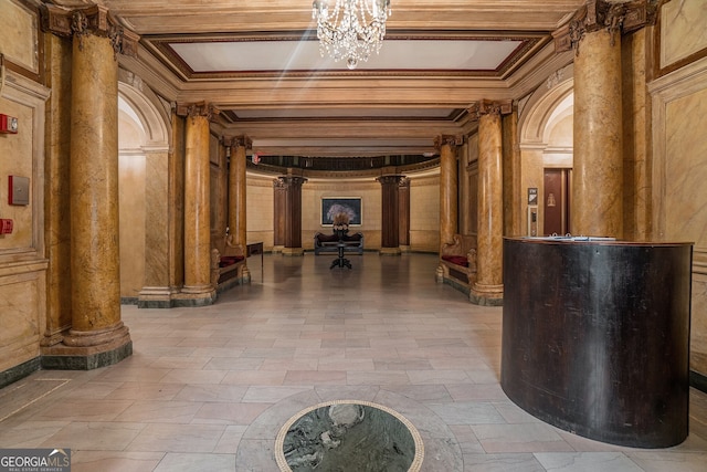 75 Ponce De Leon Ave NE Unit 1004, Atlanta, GA 30308 - community lobby with crown molding and coffered ceiling