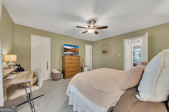 289 Westland Way SW, Marietta, GA 30064 - bedroom featuring light carpet, a desk, and a ceiling fan