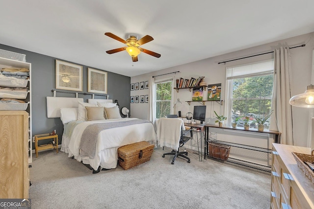 289 Westland Way SW, Marietta, GA 30064 - bedroom featuring carpet flooring, multiple windows, an office area, and ceiling fan