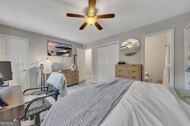 289 Westland Way SW, Marietta, GA 30064 - bedroom featuring light colored carpet, a ceiling fan, and a closet