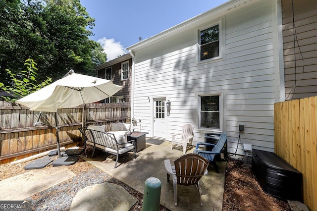 289 Westland Way SW, Marietta, GA 30064 - rear view of house with outdoor lounge area, a patio, and a fenced backyard