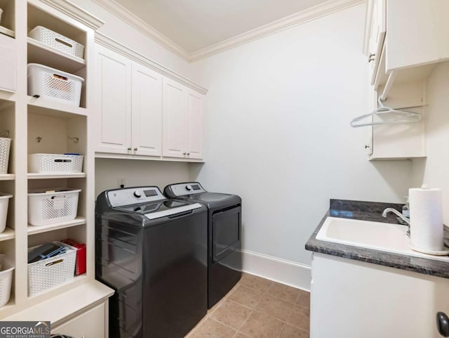 2392 Crimson King Dr, Braselton, GA 30517 - laundry area with separate washer and dryer, crown molding, and cabinet space