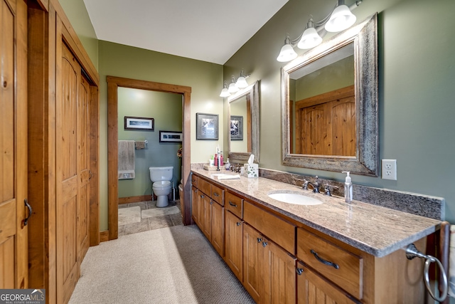 4 Dean Ln, Tiger, GA 30576 - bathroom featuring double vanity and toilet