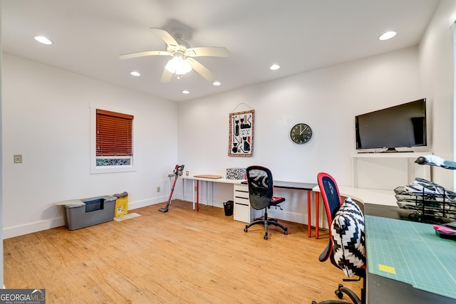 4 Dean Ln, Tiger, GA 30576 - office with wood finished floors, recessed lighting, and ceiling fan