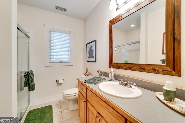 4 Dean Ln, Tiger, GA 30576 - bathroom featuring tile patterned floors, vanity, and a shower with door
