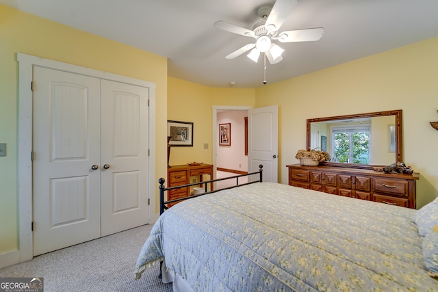 4 Dean Ln, Tiger, GA 30576 - bedroom with carpet flooring, a closet, and ceiling fan