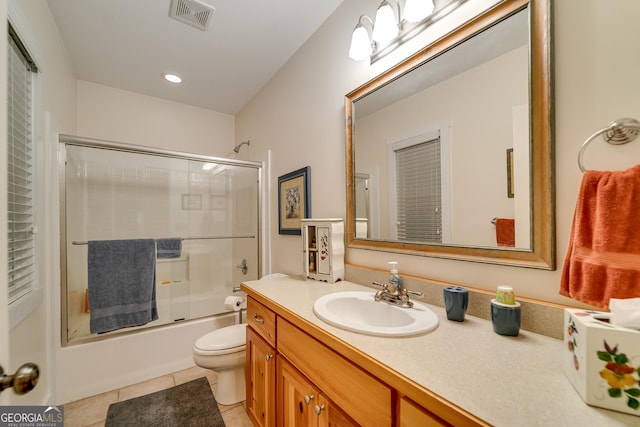 4 Dean Ln, Tiger, GA 30576 - full bath with vanity, tile patterned flooring, and shower / bath combination with glass door