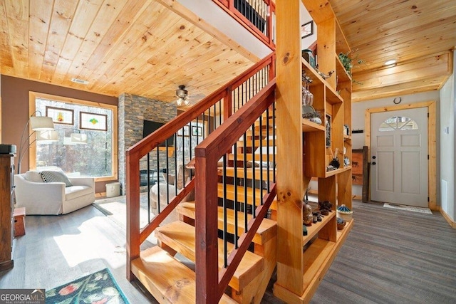 180 Echo Ln Unit 692, Ellijay, GA 30540 - stairs featuring wooden ceiling and a ceiling fan