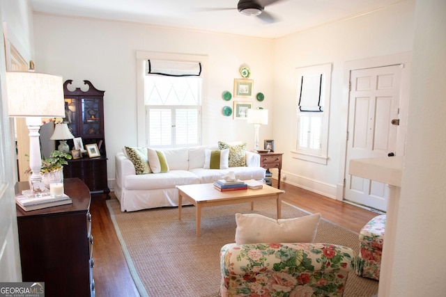 1557 18th Ave, Columbus, GA 31901 - living room with wood finished floors and ceiling fan