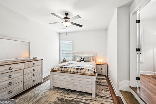 4189 Brookmont Way, Auburn, GA 30011 - bedroom featuring wood finished floors and ceiling fan