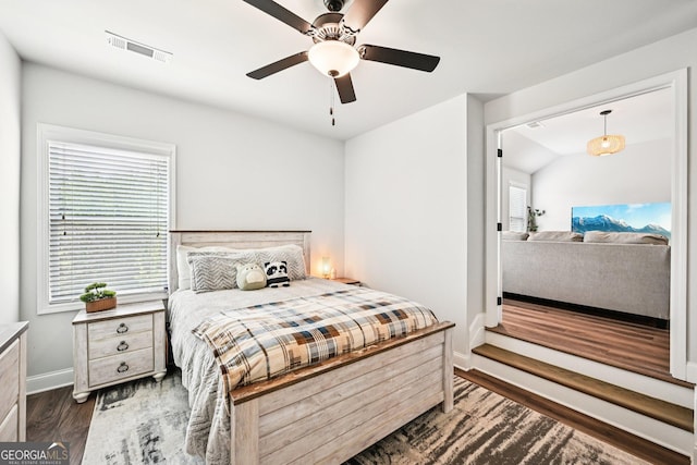 4189 Brookmont Way, Auburn, GA 30011 - bedroom with dark wood-style floors and ceiling fan