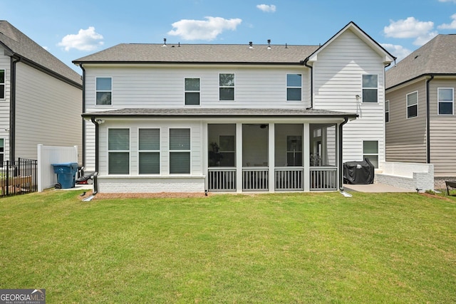 4189 Brookmont Way, Auburn, GA 30011 - back of property featuring a sunroom and a shingled roof