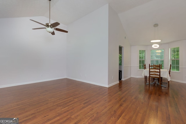 552 Caseys Xing, Winder, GA 30680 - spare room featuring wood finished floors, a ceiling fan, and high vaulted ceiling