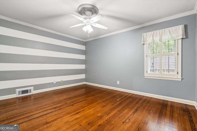 5114 N Ivy Rd NE, Atlanta, GA 30342 - empty room with ceiling fan, wood finished floors, and ornamental molding