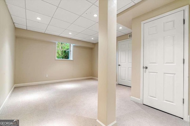 5114 N Ivy Rd NE, Atlanta, GA 30342 - basement with carpet floors, recessed lighting, and a paneled ceiling