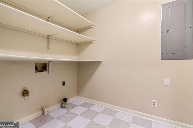 5114 N Ivy Rd NE, Atlanta, GA 30342 - washroom with electric panel, hookup for a washing machine, hookup for an electric dryer, and light flooring