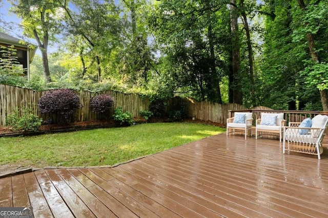 5114 N Ivy Rd NE, Atlanta, GA 30342 - wooden deck featuring a fenced backyard and outdoor lounge area