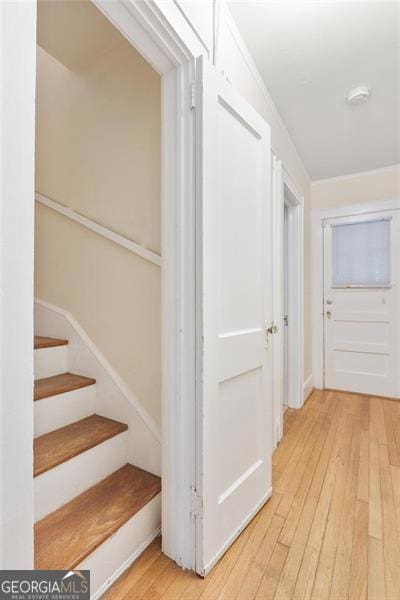 348 7th St NE, Atlanta, GA 30308 - hall featuring light wood-style floors and stairway