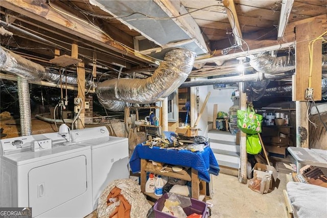 348 7th St NE, Atlanta, GA 30308 - unfinished below grade area with washer and dryer