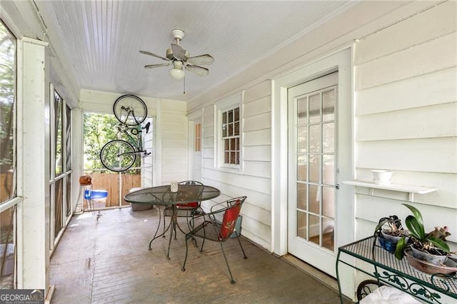 348 7th St NE, Atlanta, GA 30308 - sunroom with a ceiling fan, wood-type flooring, and outdoor dining area