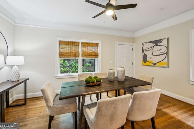 261 Elmira Pl NE, Atlanta, GA 30307 - dining space featuring ceiling fan, wood finished floors, and crown molding