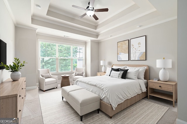 214 Misty View Dr, Canton, GA 30114 - bedroom featuring ornamental molding, a raised ceiling, and light carpet