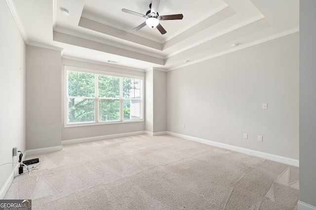 214 Misty View Dr, Canton, GA 30114 - carpeted empty room featuring ornamental molding, a raised ceiling, ceiling fan, and a smoke detector