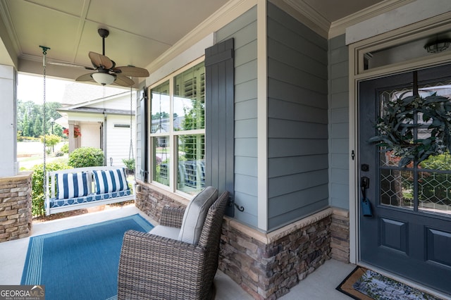 214 Misty View Dr, Canton, GA 30114 - doorway to property featuring a porch and ceiling fan