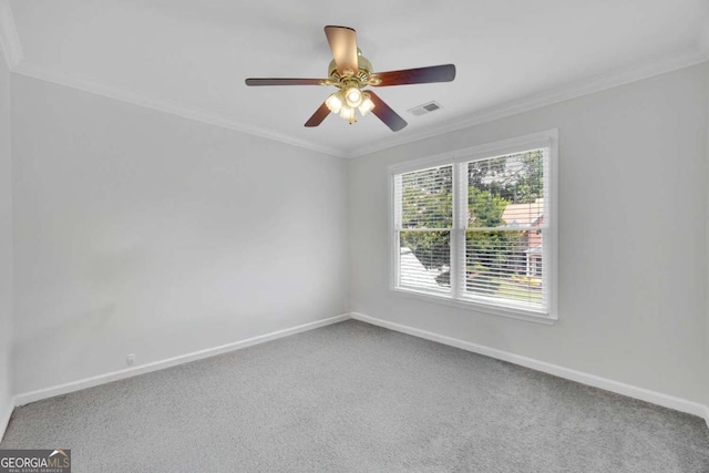 4206 Moccasin Trl, Woodstock, GA 30189 - carpeted spare room with crown molding and a ceiling fan
