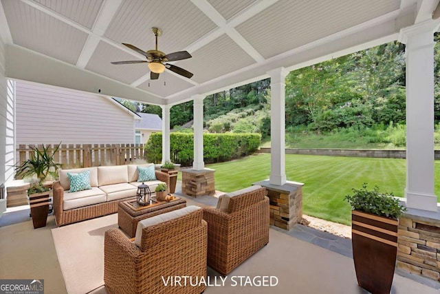 4206 Moccasin Trl, Woodstock, GA 30189 - view of patio with a ceiling fan and outdoor lounge area