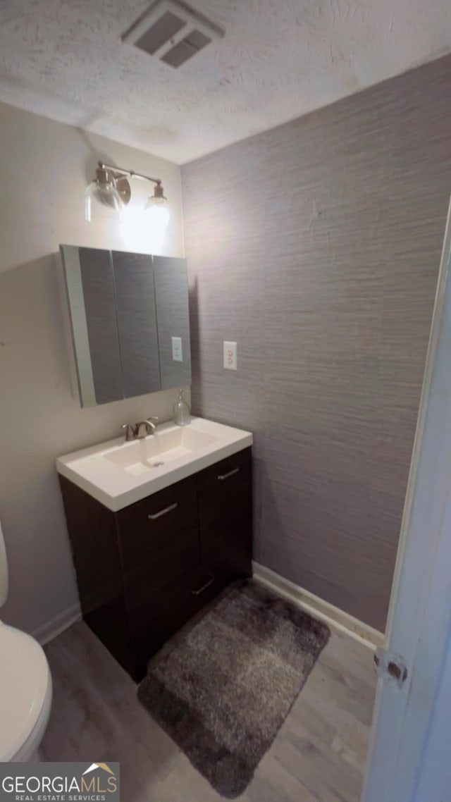 501 Carlton Rd # 3B, Palmetto, GA 30268 - bathroom with wood finished floors, vanity, and a textured ceiling