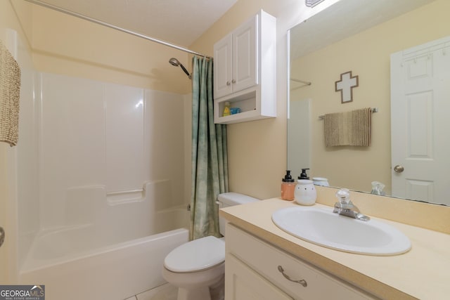 3030 Thornberry Cir, Phenix City, AL 36867 - bathroom with vanity, shower / bathtub combination with curtain, and tile patterned floors