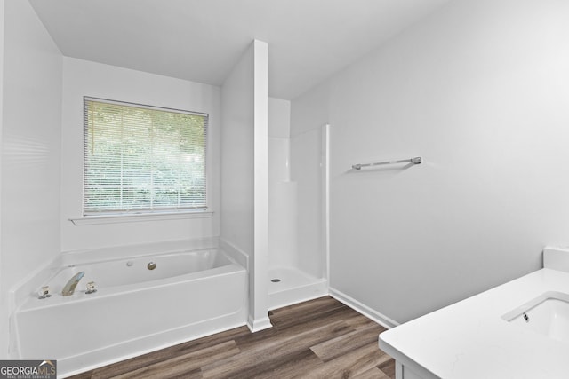 165 Lost Lake Trl, Villa Rica, GA 30180 - bathroom featuring wood finished floors, vanity, and a bath