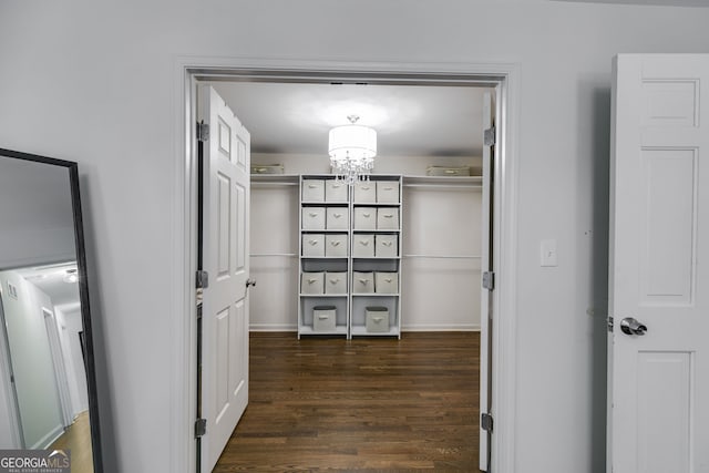 7250 Hunters Branch Dr, Atlanta, GA 30328 - walk in closet with wood finished floors and a chandelier