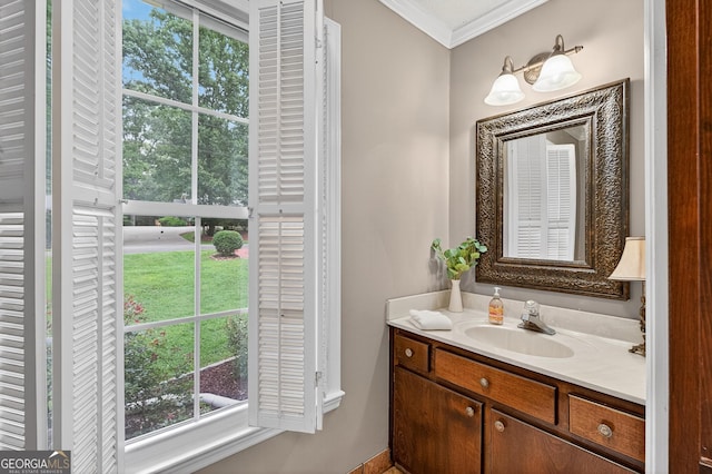 1505 Misty Valley Dr, Chatsworth, GA 30705 - bathroom featuring vanity and crown molding