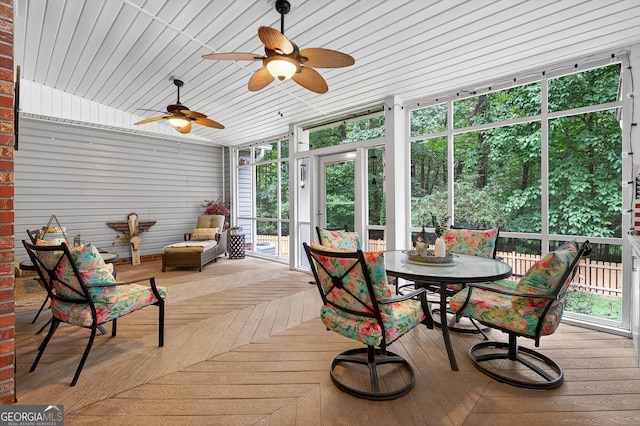 1505 Misty Valley Dr, Chatsworth, GA 30705 - sunroom / solarium with a ceiling fan and outdoor dining area