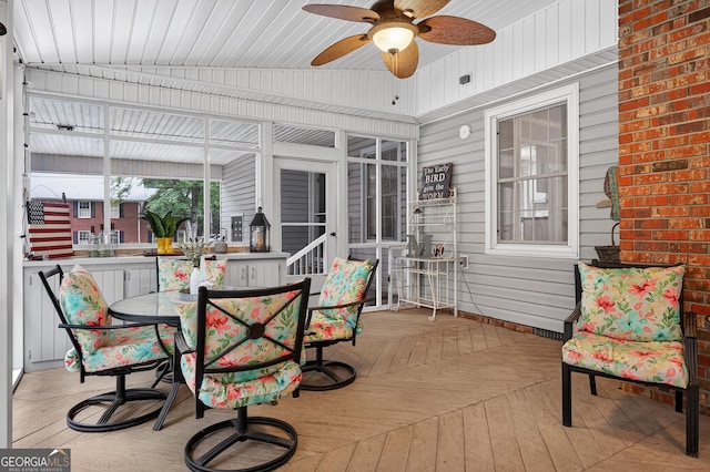 1505 Misty Valley Dr, Chatsworth, GA 30705 - sunroom featuring ceiling fan and outdoor dining area