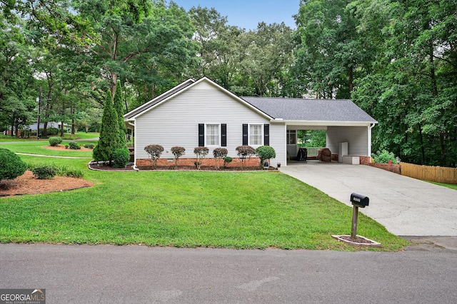 1505 Misty Valley Dr, Chatsworth, GA 30705 - ranch-style home with driveway, a carport, a shingled roof, and view of wooded area