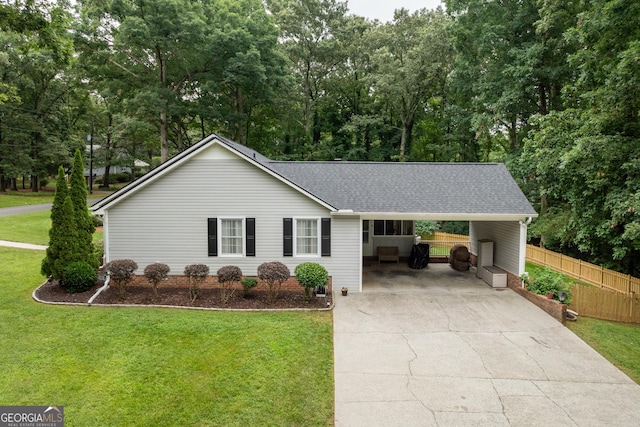 1505 Misty Valley Dr, Chatsworth, GA 30705 - ranch-style home with roof with shingles, driveway, an attached carport, and view of scattered trees