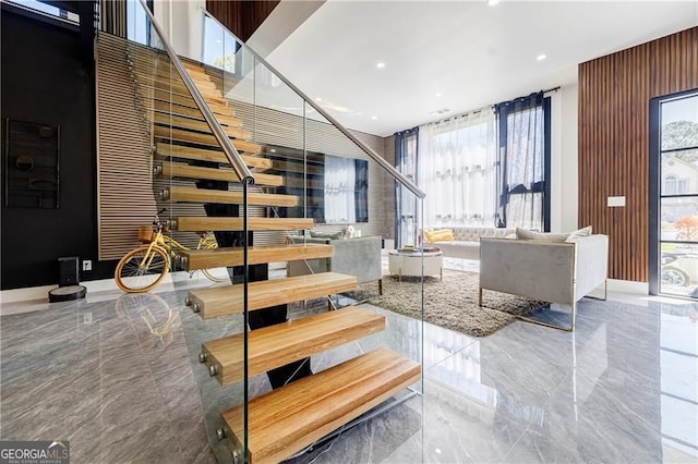 1812 Hunters Gln, Marietta, GA 30062 - stairway with recessed lighting and marble tiled flooring