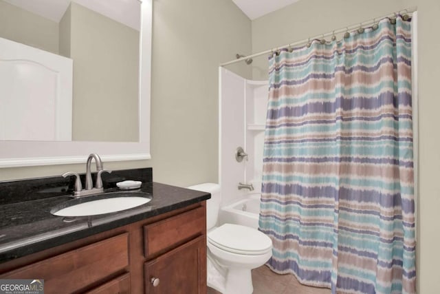 21 Creekview Dr SE, Cartersville, GA 30120 - full bath with vanity, shower / bath combo with shower curtain, and tile patterned flooring