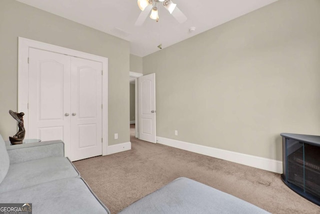 21 Creekview Dr SE, Cartersville, GA 30120 - carpeted living area featuring ceiling fan and baseboards