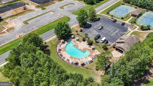 21 Creekview Dr SE, Cartersville, GA 30120 - aerial view of property and surrounding area with a pool area