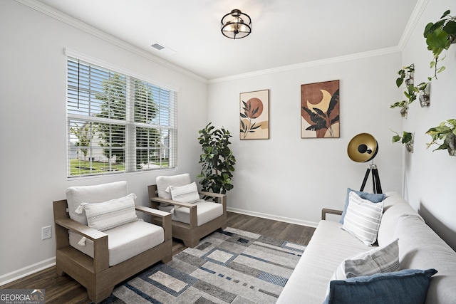 7814 Messina Ct, Lithia Springs, GA 30122 - sitting room with ornamental molding and wood finished floors