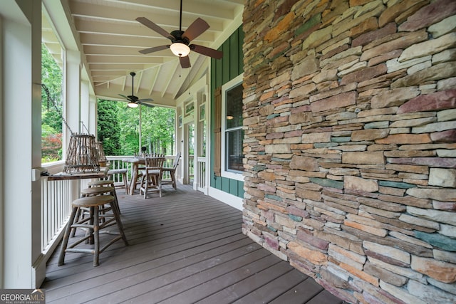 3349 Whitepath Rd, Ellijay, GA 30540 - porch featuring a ceiling fan